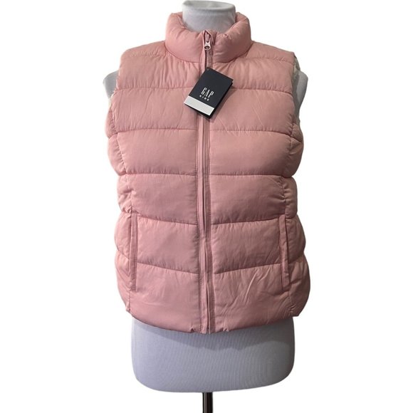 NWT Gap Kids XXL Pink Shearling Lined Puffer Vest Barbiecore Womens Small Medium - Picture 1 of 14